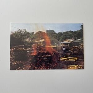 Vintage Postcard Making Charcoal at Jack Daniels Lynchburg TN Tennessee